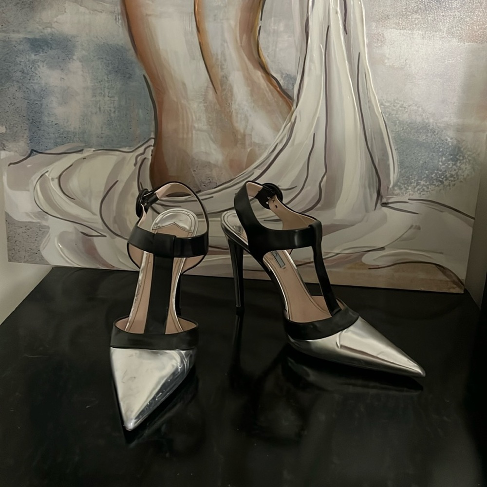 Prada heels 😍 black silver size 38.5 - Picture 3 of 8